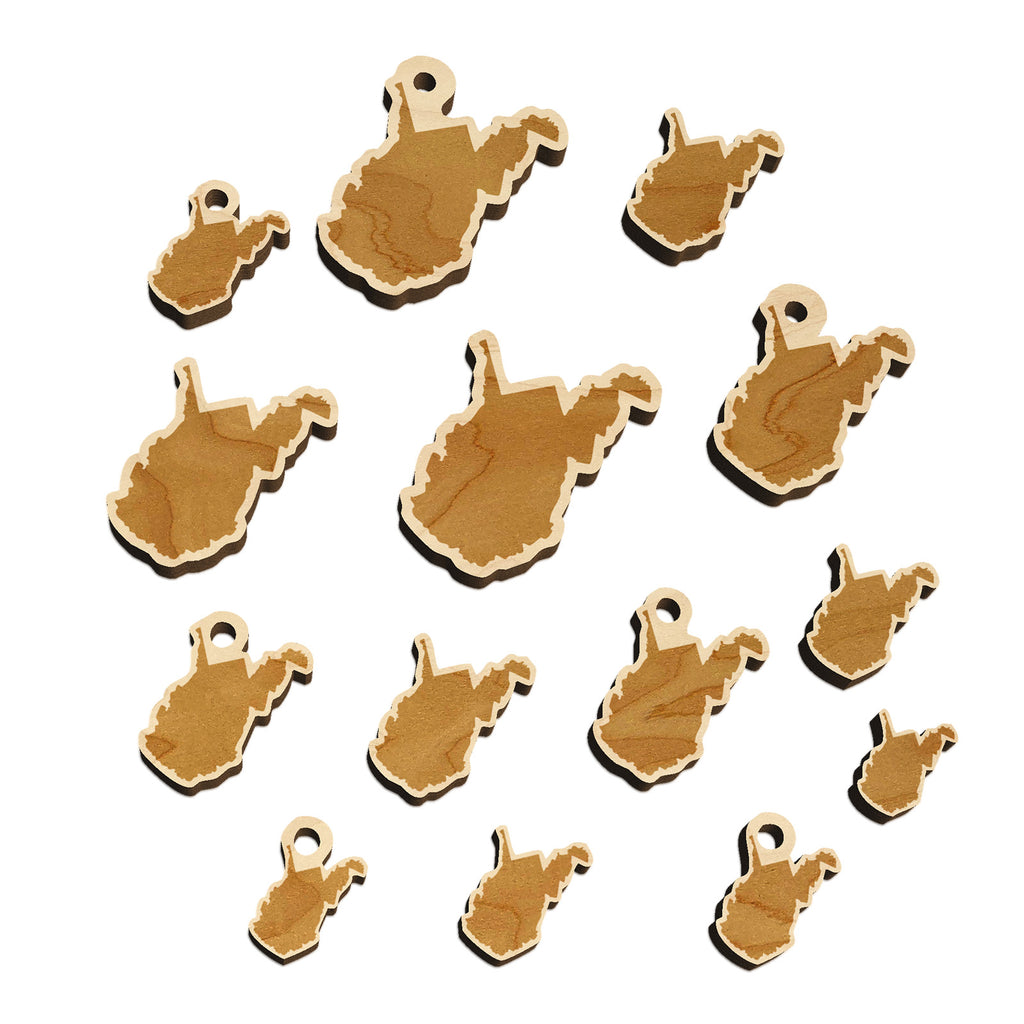 West Virginia State Silhouette Mini Wood Shape Charms Jewelry DIY Craft