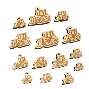 Bulldozer Dozer Construction Vehicle Mini Wood Shape Charms Jewelry DIY Craft