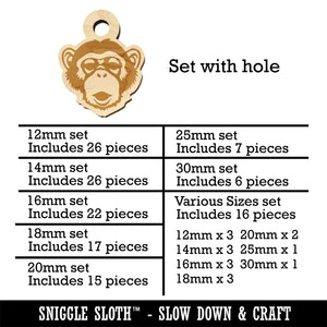Chimpanzee Primate Ape Mini Wood Shape Charms Jewelry DIY Craft