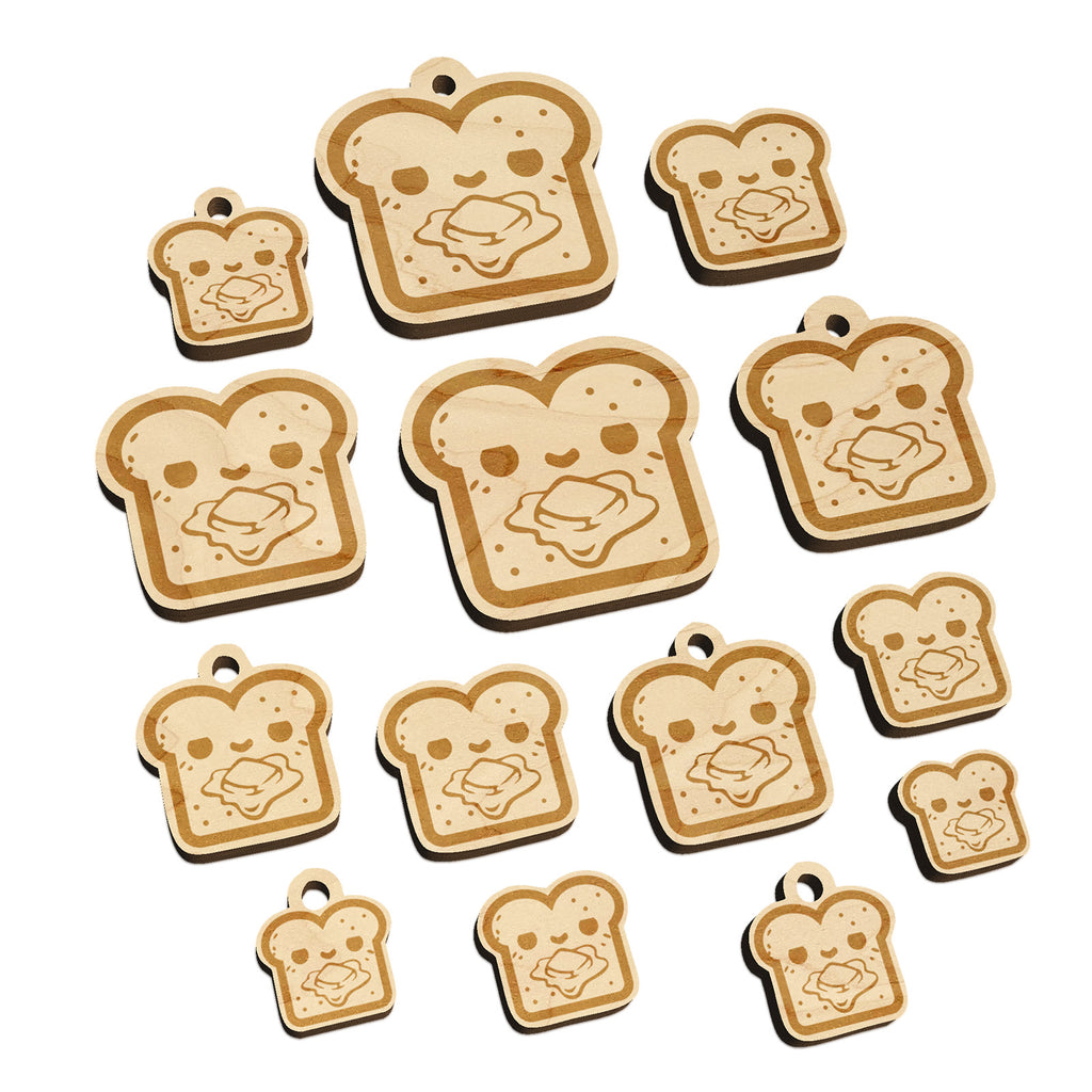 Cute and Kawaii Buttered Toast Bread Mini Wood Shape Charms Jewelry DIY Craft