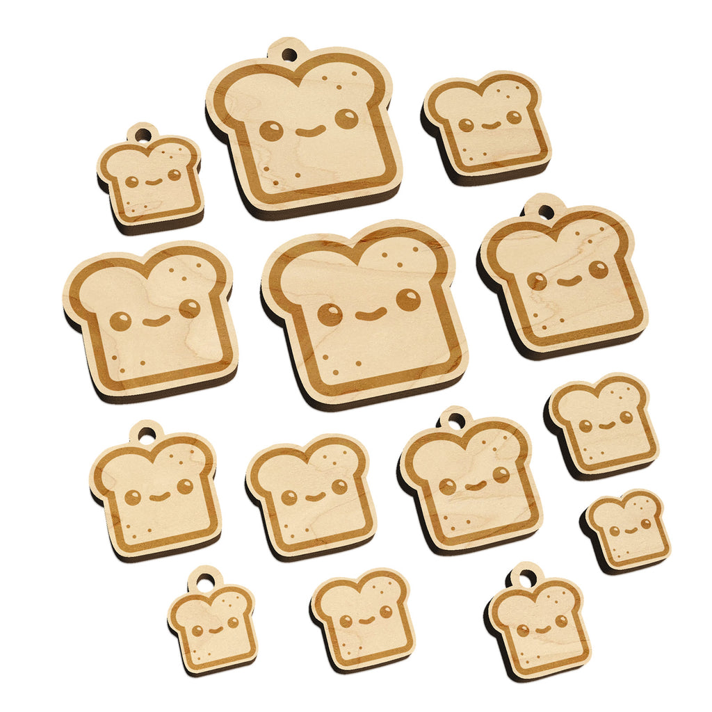 Cute and Kawaii Happy Toast Bread Mini Wood Shape Charms Jewelry DIY Craft