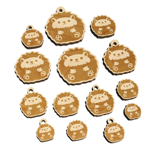 Cute and Round Hedgehog Ball Mini Wood Shape Charms Jewelry DIY Craft