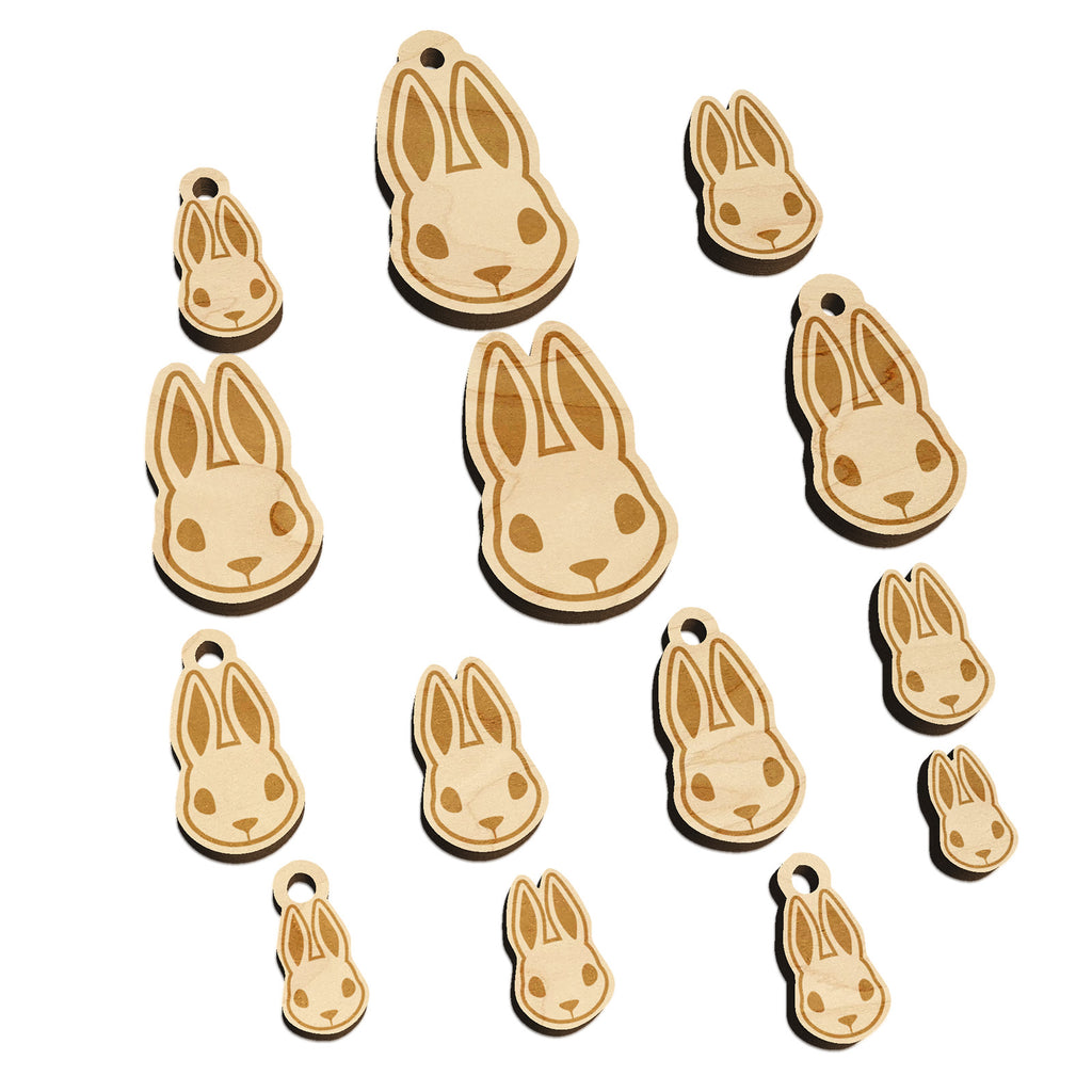 Cute Bunny Rabbit Head Mini Wood Shape Charms Jewelry DIY Craft