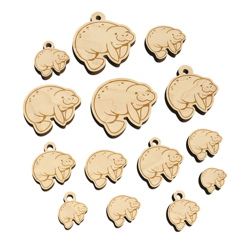 Cute Chubby Manatee Mini Wood Shape Charms Jewelry DIY Craft