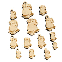 Cute Puppy Looking Back Mini Wood Shape Charms Jewelry DIY Craft