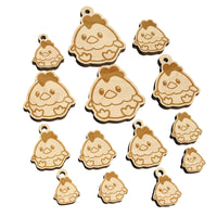 Cute Sitting Chicken Mini Wood Shape Charms Jewelry DIY Craft