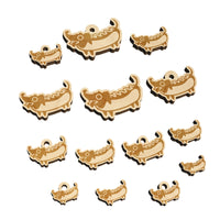 Dachshund Wiener Dog Hotdog Mini Wood Shape Charms Jewelry DIY Craft