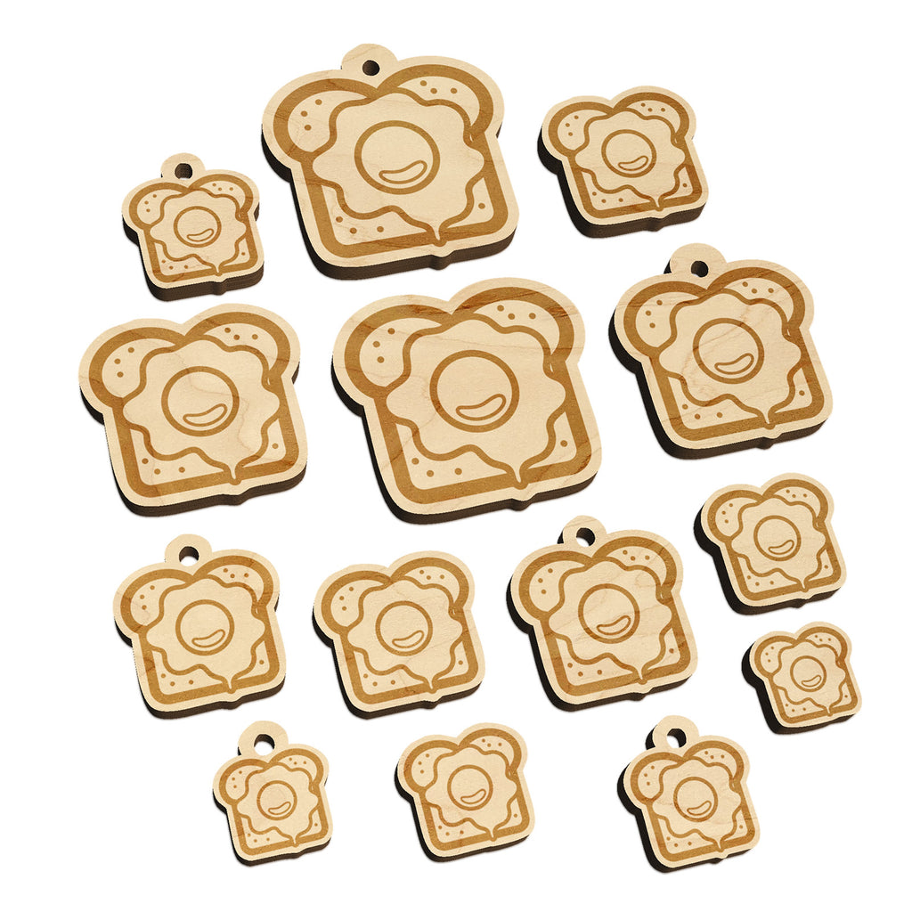 Delicious Eggs on Toast Bread Mini Wood Shape Charms Jewelry DIY Craft