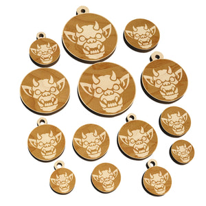 Horned Gargoyle Head Mini Wood Shape Charms Jewelry DIY Craft