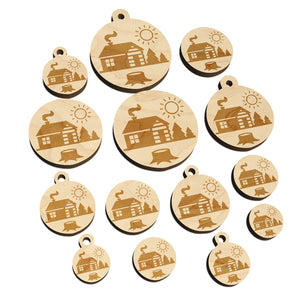 Log Cabin in the Woods Mini Wood Shape Charms Jewelry DIY Craft