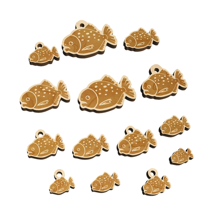 Toothy Piranha Fish Mini Wood Shape Charms Jewelry DIY Craft