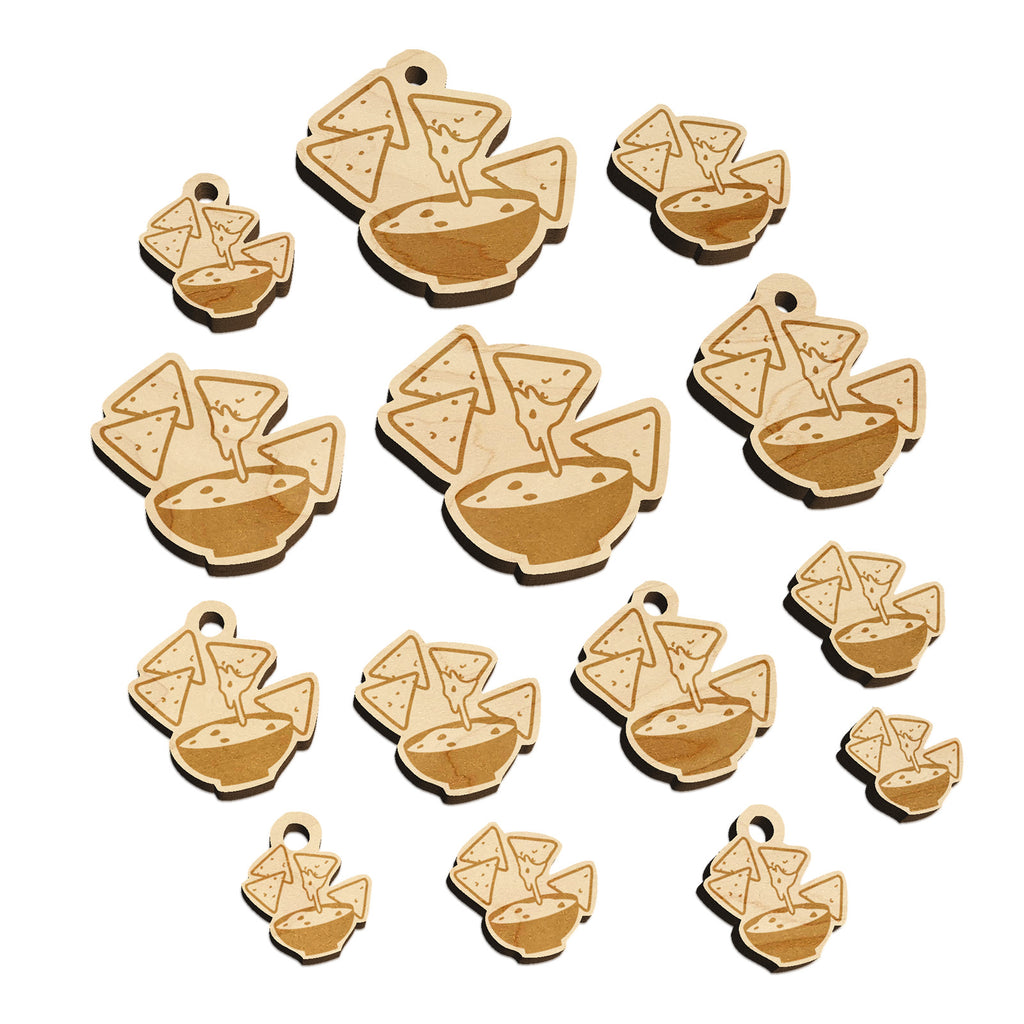 Tortilla Chips and Dip Salsa Cheese Guacamole Mini Wood Shape Charms Jewelry DIY Craft