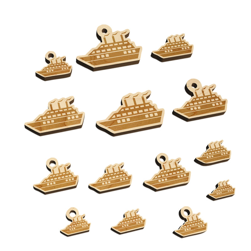 Vacation Cruise Ship Boat Mini Wood Shape Charms Jewelry DIY Craft