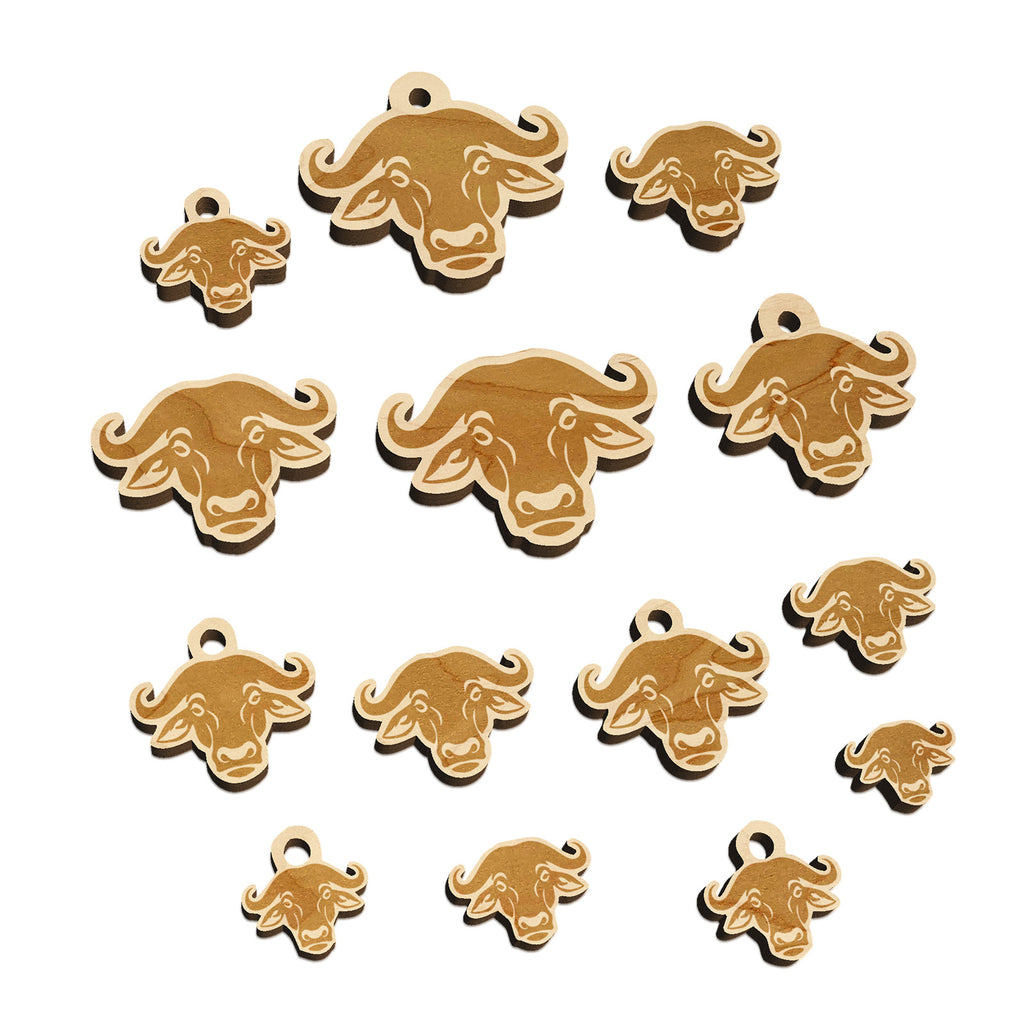 Water Cape Buffalo Bison Ox Mini Wood Shape Charms Jewelry DIY Craft