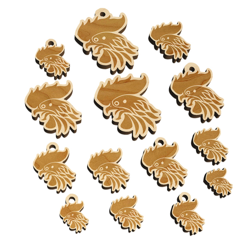 Wild Rooster Head Mini Wood Shape Charms Jewelry DIY Craft