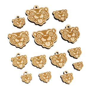 Wild Tribal Bear Face Mini Wood Shape Charms Jewelry DIY Craft