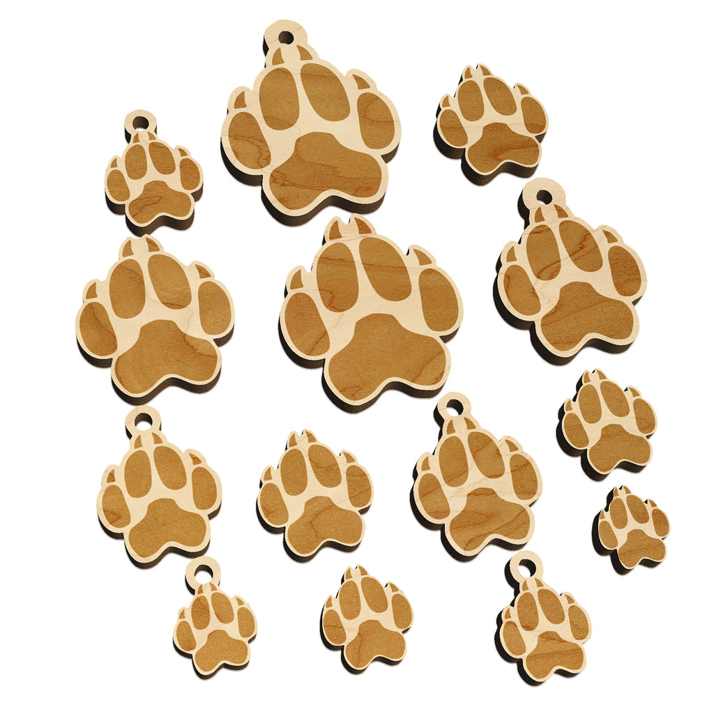 Wolf Coyote Paw Print Mini Wood Shape Charms Jewelry DIY Craft