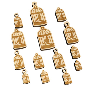 Bird Cage with Bird Mini Wood Shape Charms Jewelry DIY Craft