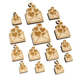 Envelope Full of Hearts Love Valentine's Day Mini Wood Shape Charms Jewelry DIY Craft