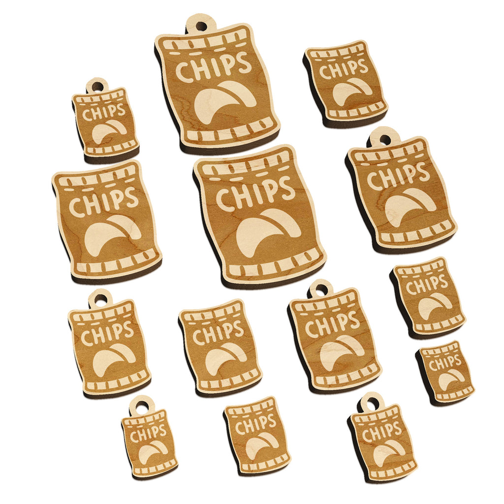 Bag of Potato Chips Snack Mini Wood Shape Charms Jewelry DIY Craft