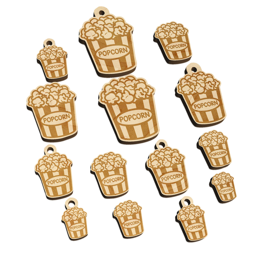 Big Bucket of Popcorn Movie Theater Mini Wood Shape Charms Jewelry DIY Craft