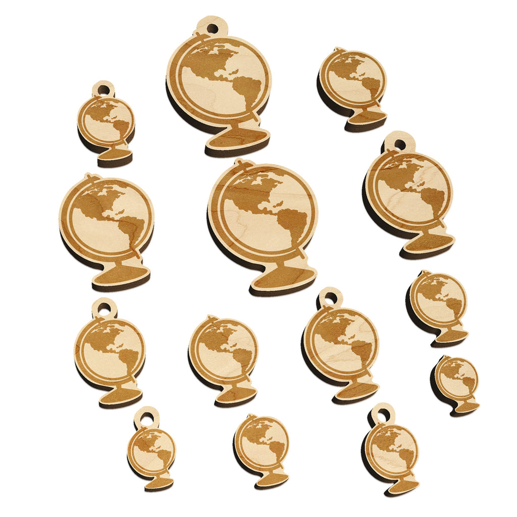 Explorer World Globe of Planet Earth Mini Wood Shape Charms Jewelry DIY Craft