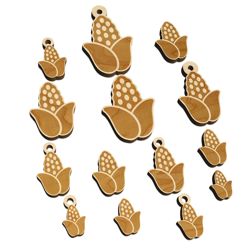 Peeled Corn on the Cob Mini Wood Shape Charms Jewelry DIY Craft