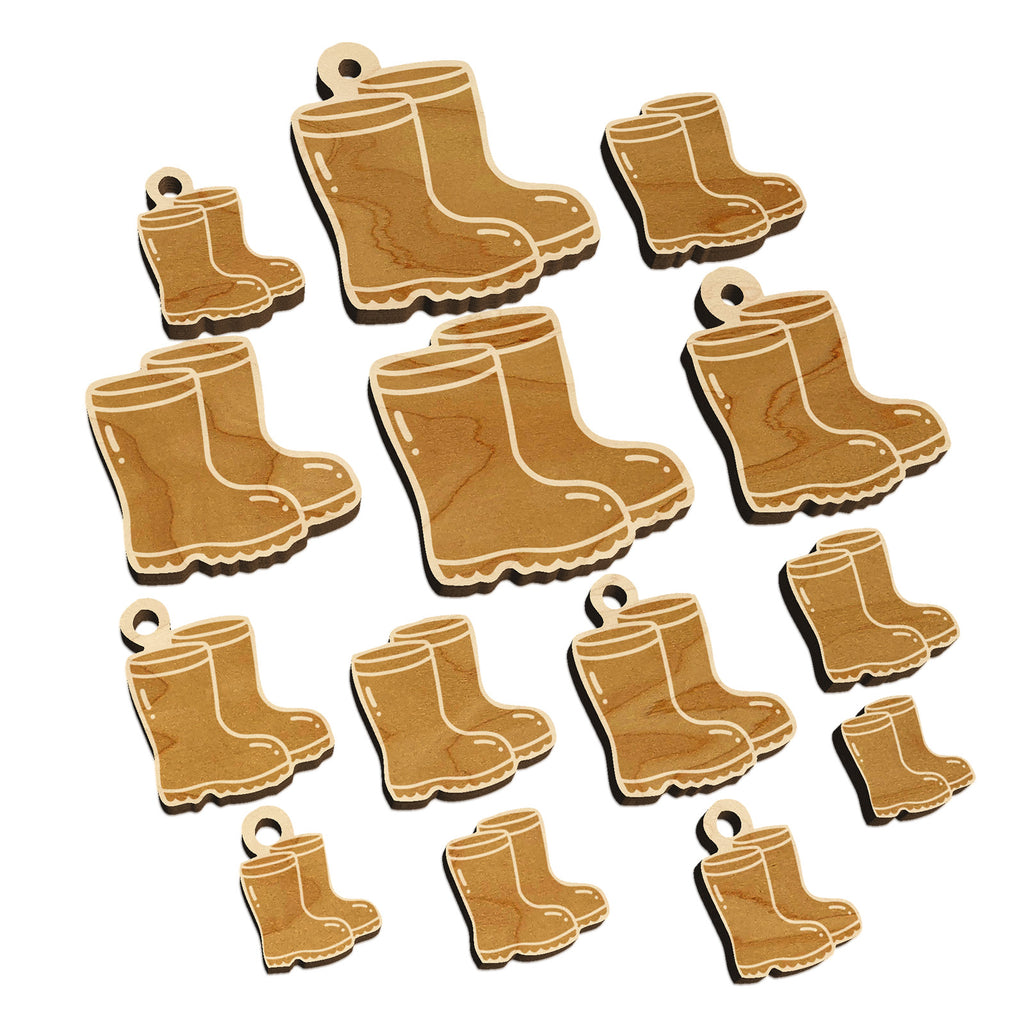 Rubber Rain Boots Mini Wood Shape Charms Jewelry DIY Craft