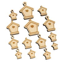 Sweet Birdhouse with Heart Mini Wood Shape Charms Jewelry DIY Craft