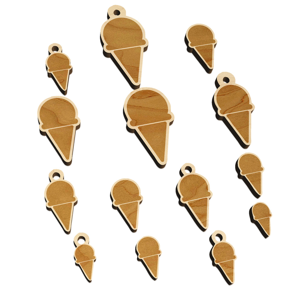 Ice Cream Cone Silhouette Mini Wood Shape Charms Jewelry DIY Craft