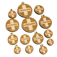 Lifeguard Cross in Circle Mini Wood Shape Charms Jewelry DIY Craft