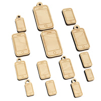 Mobile Tablet Phone Outline Mini Wood Shape Charms Jewelry DIY Craft