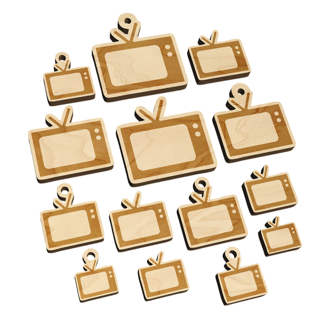 Vintage TV Television Silhouette Mini Wood Shape Charms Jewelry DIY Craft