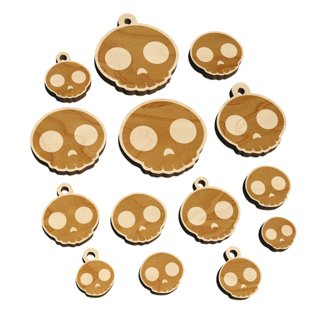 Witty Skull Icon Mini Wood Shape Charms Jewelry DIY Craft