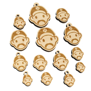 Athlete Baseball Man Icon Mini Wood Shape Charms Jewelry DIY Craft