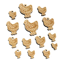 Barred Plymouth Rock Chicken Mini Wood Shape Charms Jewelry DIY Craft