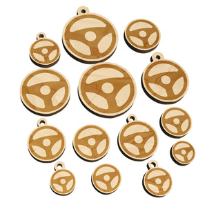 Car Steering Wheel for Driving Mini Wood Shape Charms Jewelry DIY Craft