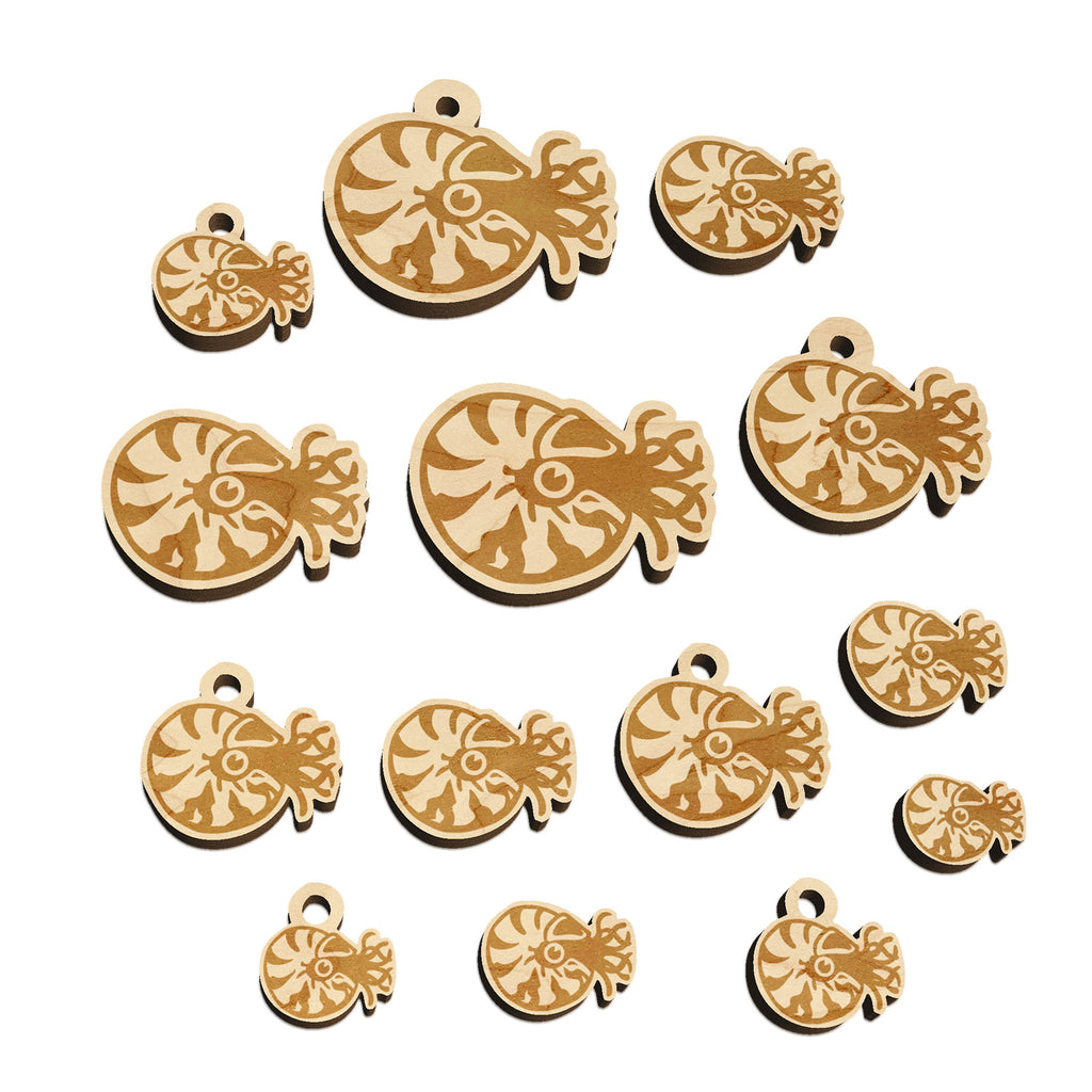 Charming Chambered Nautilus Sea Ocean Creature Mini Wood Shape Charms Jewelry DIY Craft