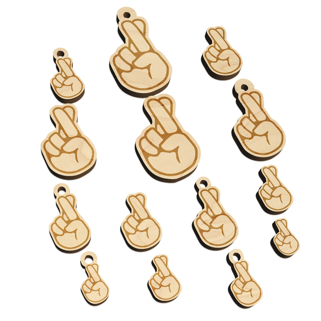 Fingers Crossed Promise Hand Gesture Mini Wood Shape Charms Jewelry DIY Craft