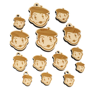 French Mime with Beret Mini Wood Shape Charms Jewelry DIY Craft