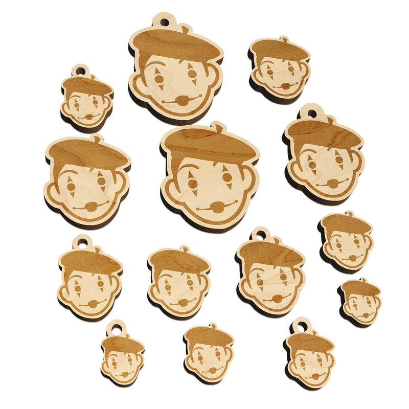 French Mime with Beret Mini Wood Shape Charms Jewelry DIY Craft