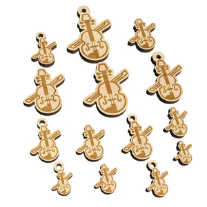 Fun Violin with Bow Icon Mini Wood Shape Charms Jewelry DIY Craft