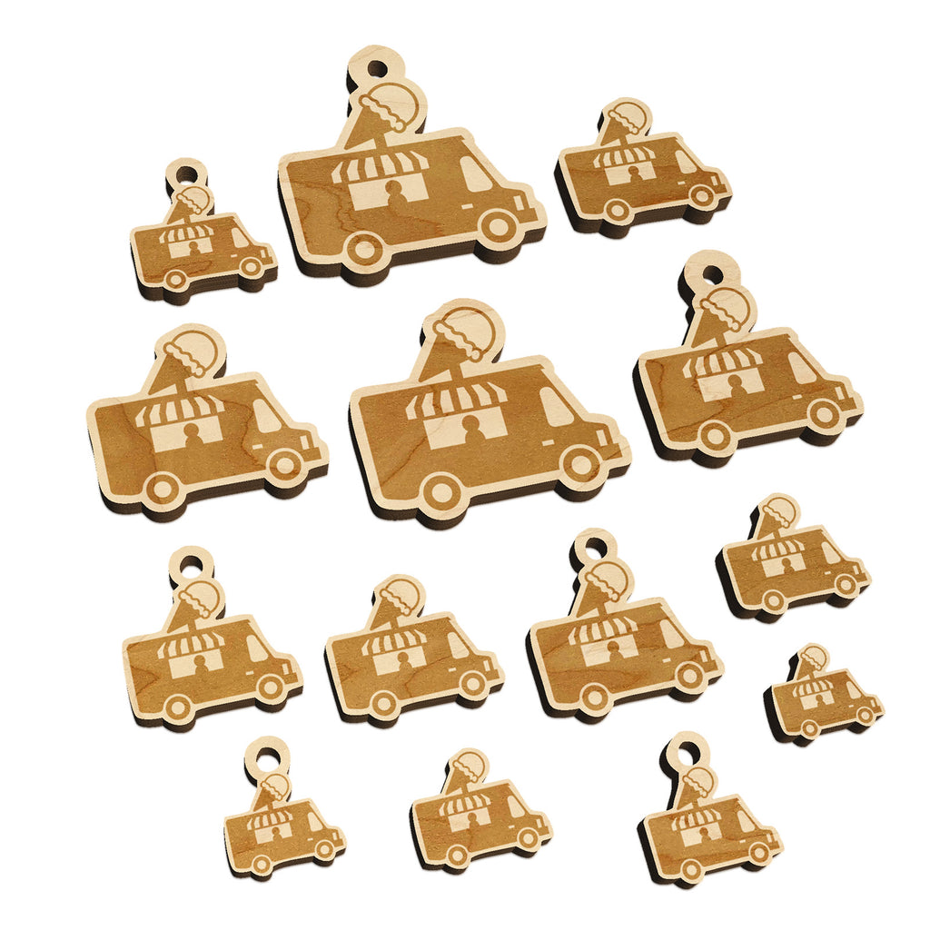 Ice Cream Truck Mini Wood Shape Charms Jewelry DIY Craft