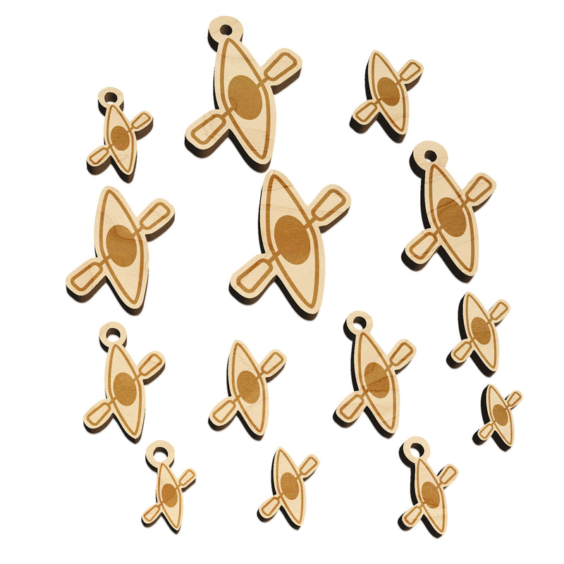 Kayak with Paddle Icon Mini Wood Shape Charms Jewelry DIY Craft