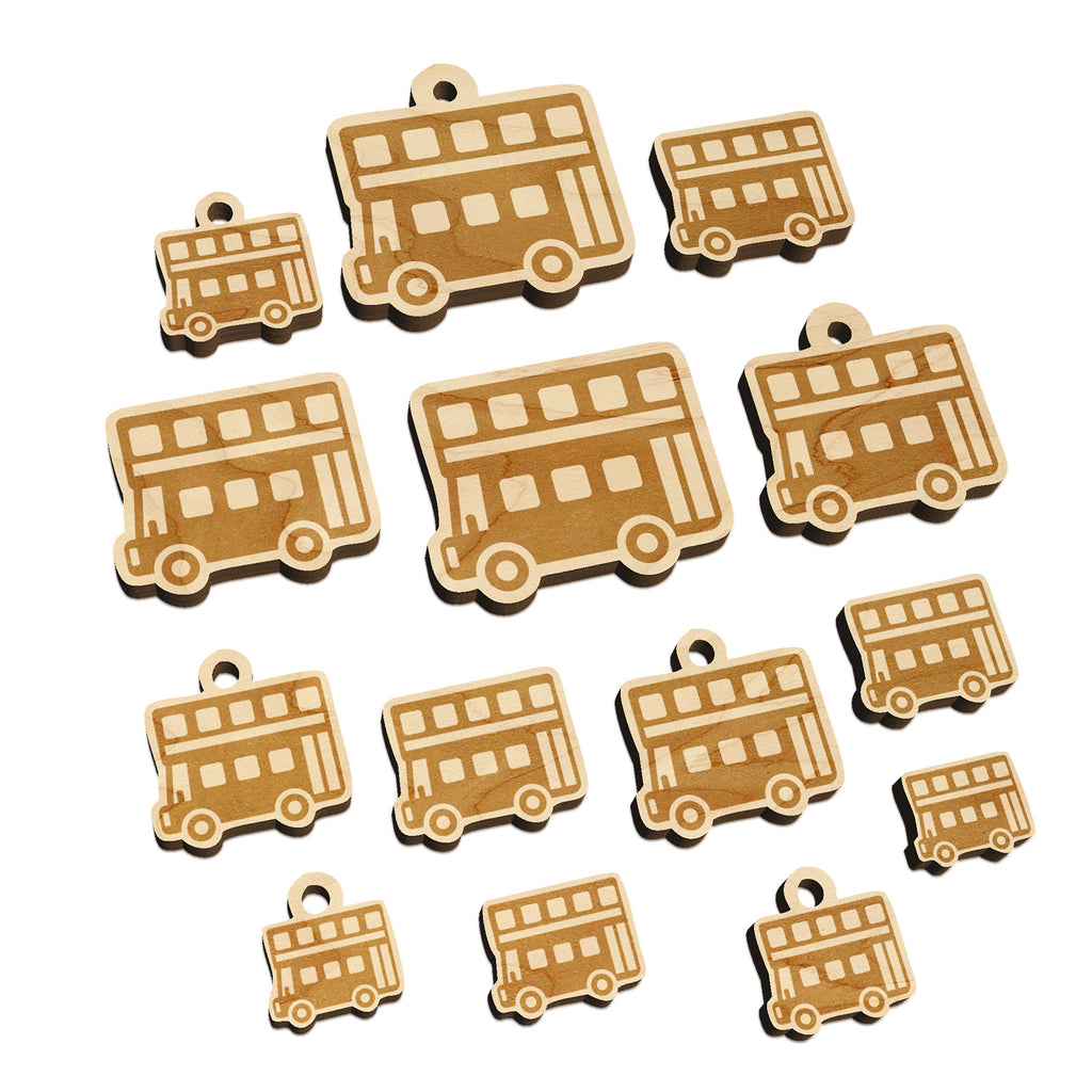 London Double Decker Bus Public Transportation Mini Wood Shape Charms Jewelry DIY Craft