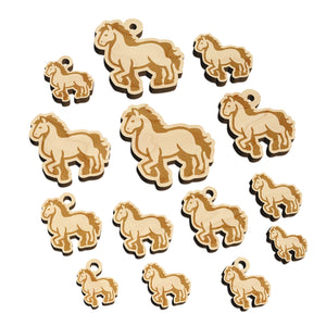 Majestic Standing Horse Mini Wood Shape Charms Jewelry DIY Craft