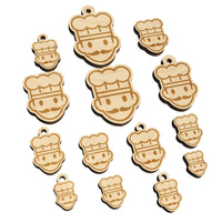 Occupation Chef Cook Man Icon Mini Wood Shape Charms Jewelry DIY Craft