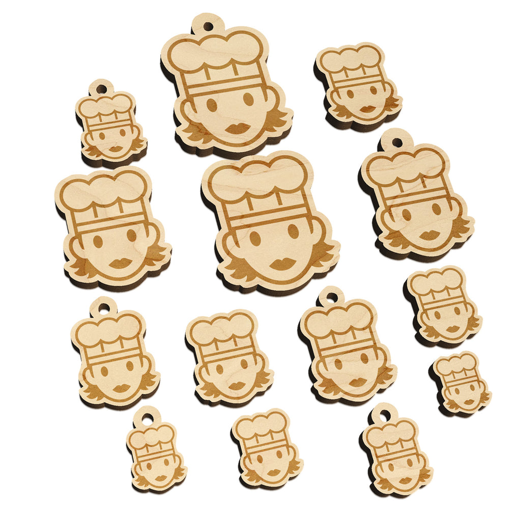 Occupation Chef Cook Woman Icon Mini Wood Shape Charms Jewelry DIY Craft