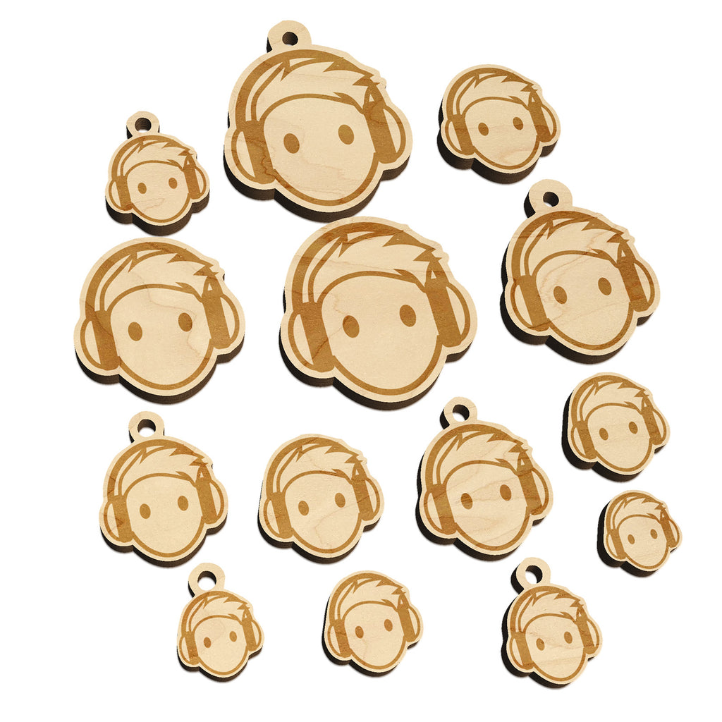 Occupation DJ with Headphones Icon Mini Wood Shape Charms Jewelry DIY Craft