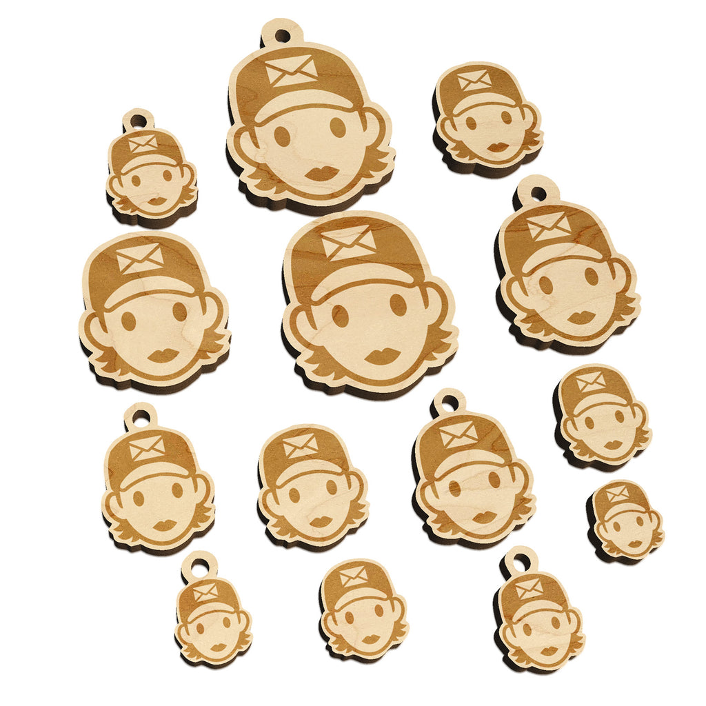Occupation Mail Delivery Woman Icon Mini Wood Shape Charms Jewelry DIY Craft